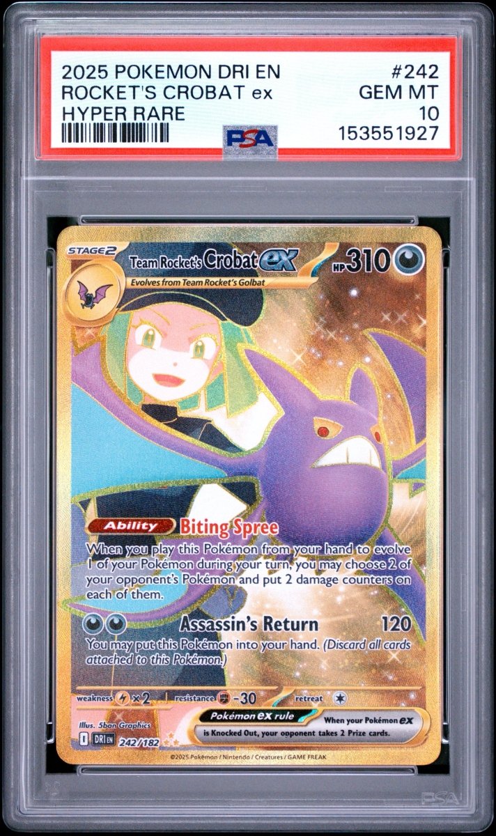Pokémon - PSA 10 Team Rocket’s Crobat Ex 242/182 Destined Rivals - Mega Cash Sydney
