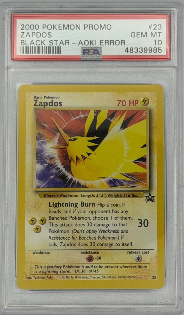 Pokemon PSA 10 Zapdos 23 Black Star Promo Aoki Error - Mega Cash Sydney