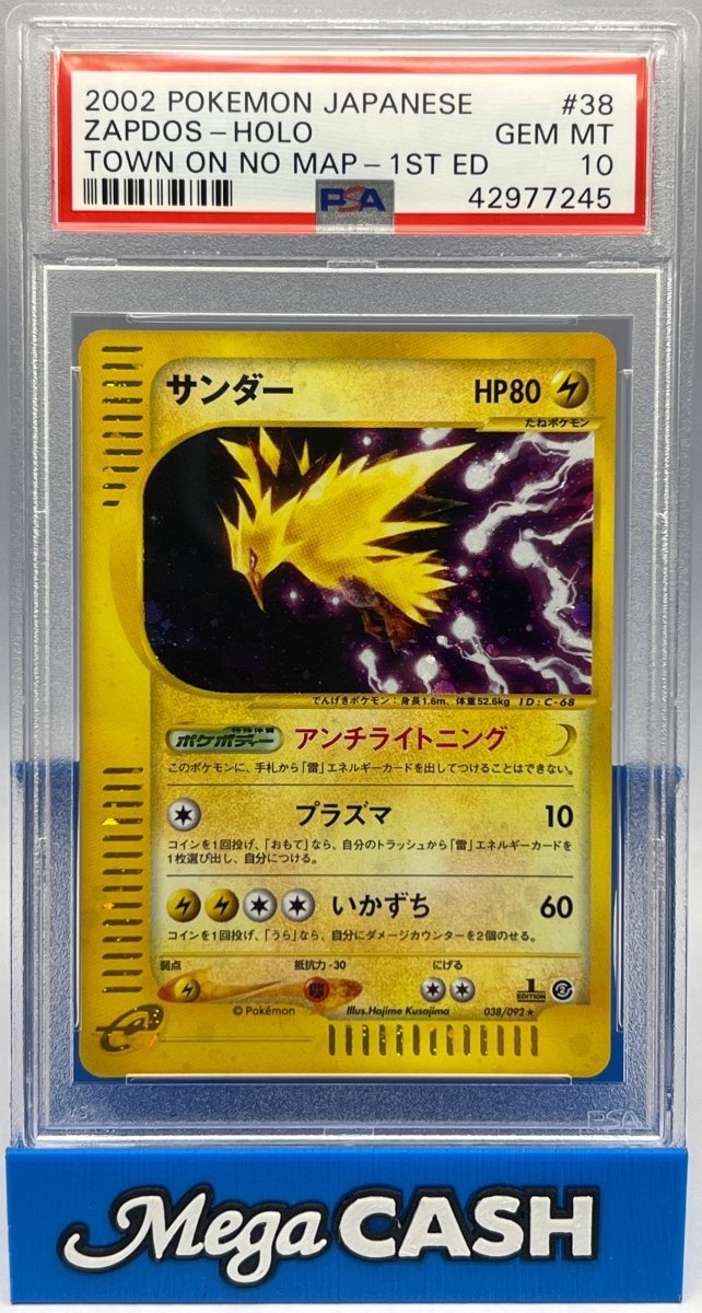 Pokémon - PSA 10 Zapdos Holo 38/092 1ST Edition Town On No Map (JPN) - Mega Cash Sydney