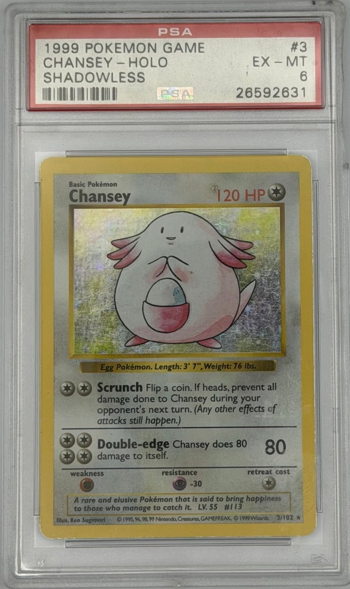 Pokemon PSA 6 Chansey 3/102 Shadowless Holo *Cracked Case* - Mega Cash Sydney