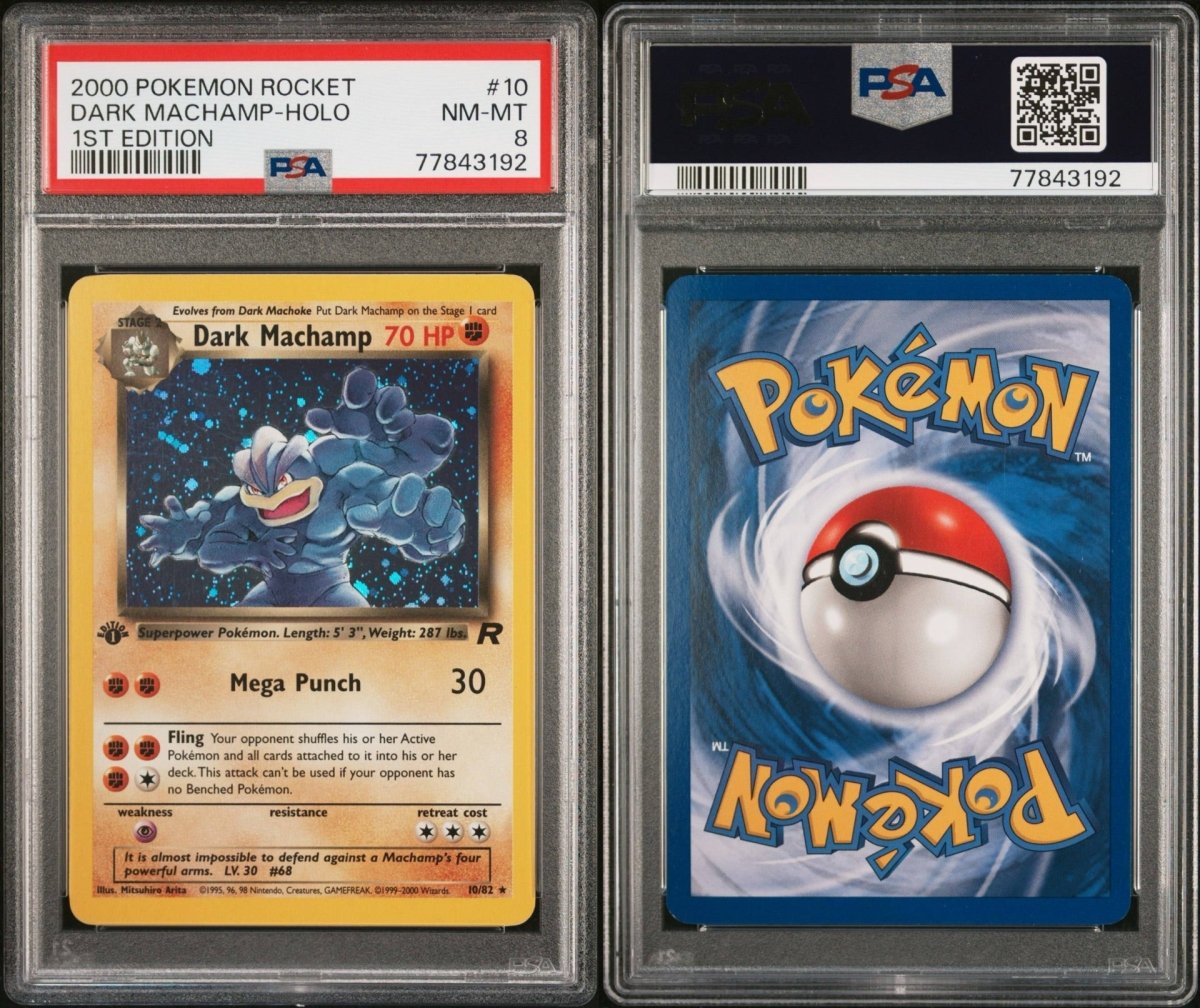 Pokémon - PSA 8 1ST Edition Dark Machamp Holo 10/82 Rocket - Mega Cash Sydney