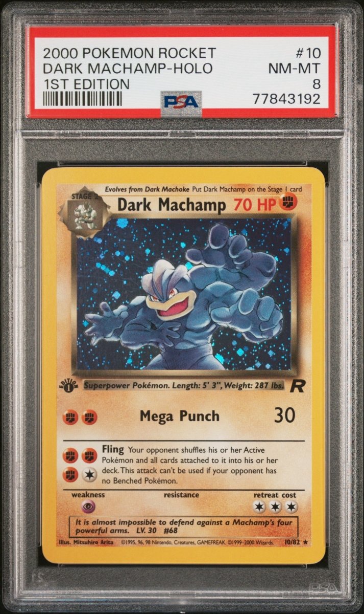 Pokémon - PSA 8 1ST Edition Dark Machamp Holo 10/82 Rocket - Mega Cash Sydney
