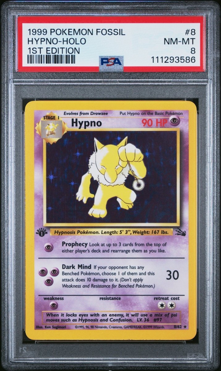 Pokémon - PSA 8 1ST Edition Hypno 8/62 Fossil - Mega Cash Sydney