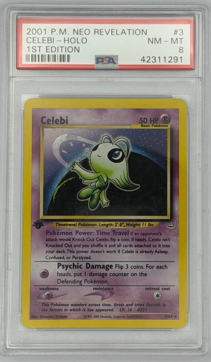 Pokemon PSA 8 Celebi 3/64 1st Edition Holo Neo Revelation - Mega Cash Sydney