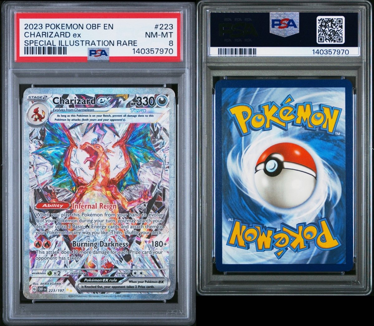 Pokémon - PSA 8 - Charizard EX - 223/197 - Obsidian Flames - Mega Cash Sydney
