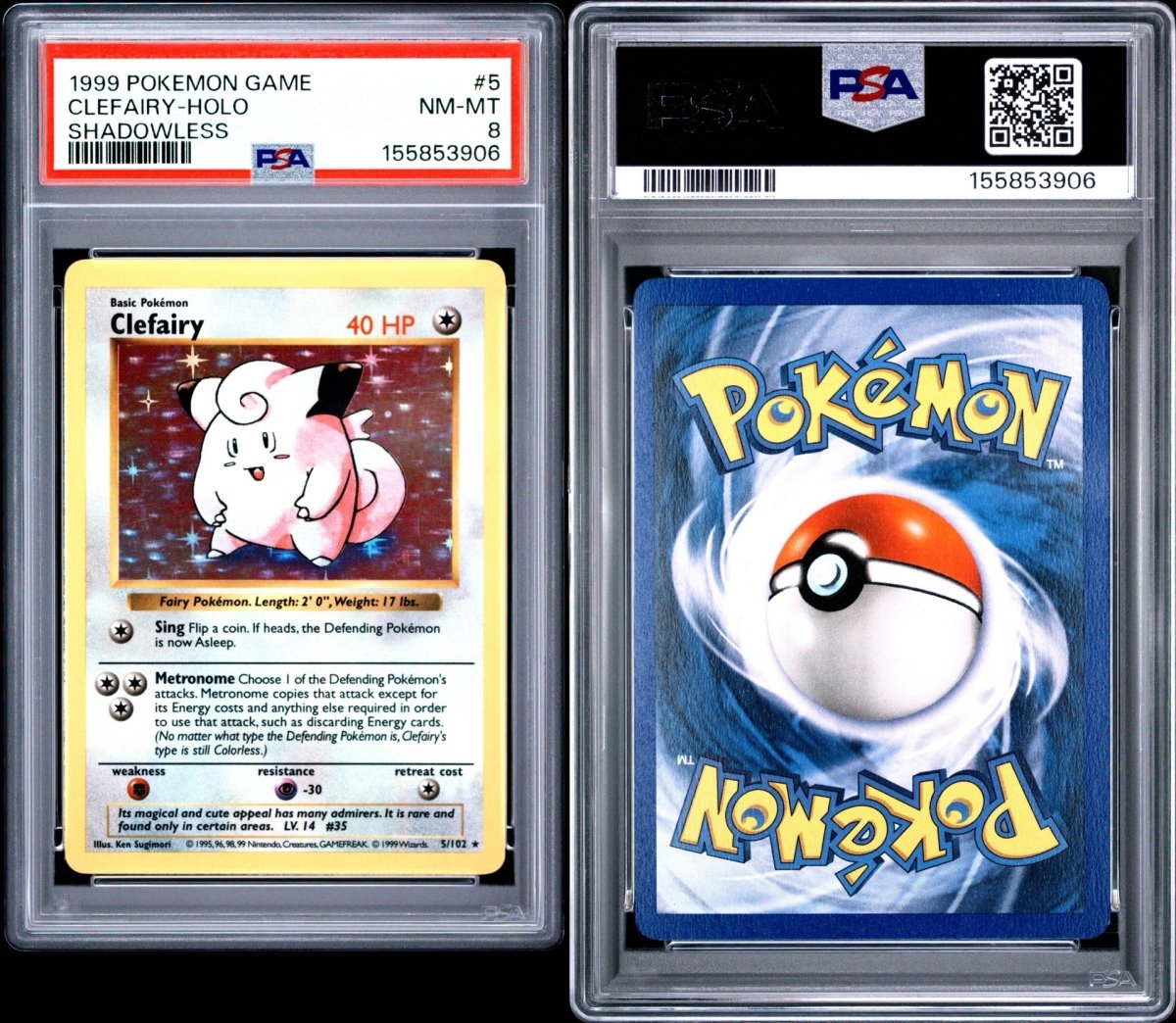 Pokémon - PSA 8 - Clefairy Holo 5/102 - Shadowless Base Set - Mega Cash Sydney
