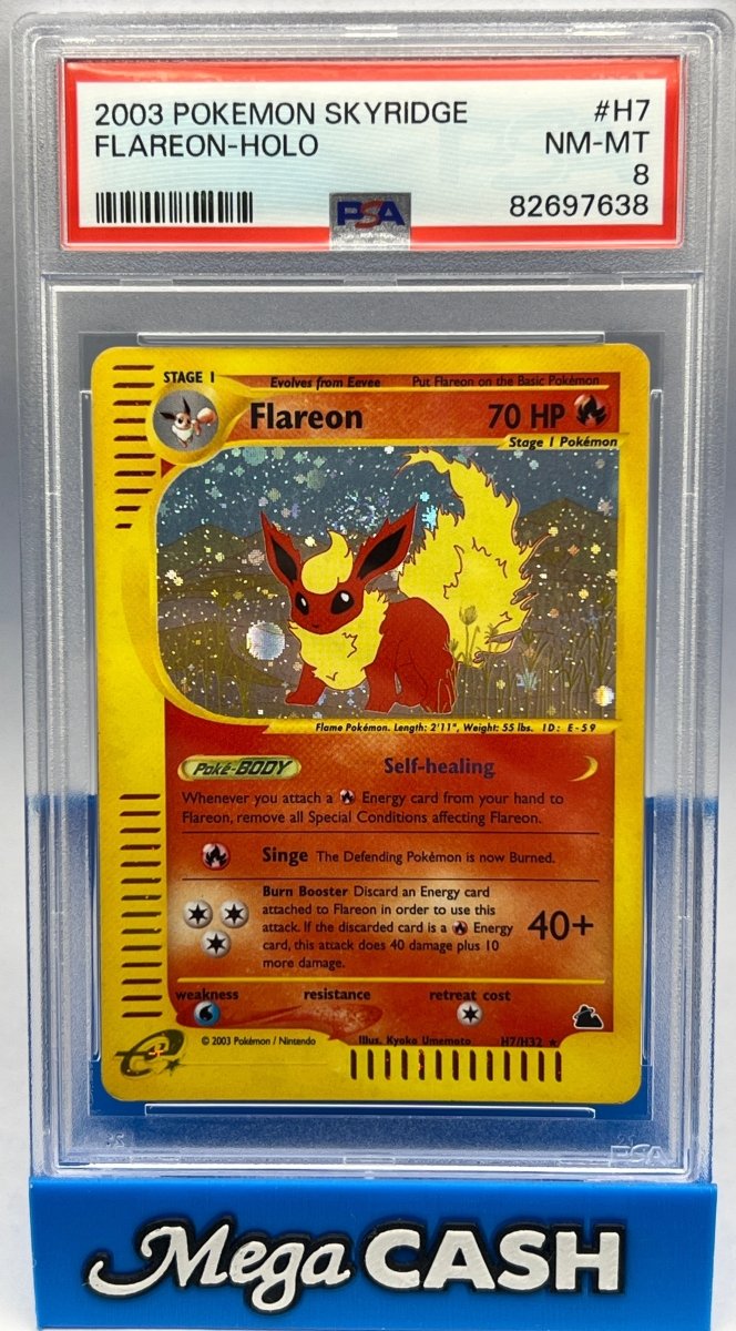 Pokémon - PSA 8 Flareon Holo H7H32 Skyridge - Mega Cash Sydney