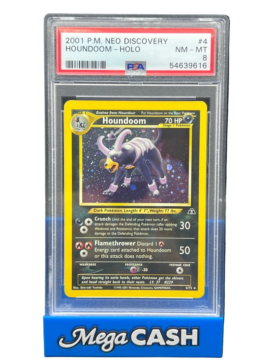 Pokémon - PSA 8 Houndoom Holo 4/75 Neo Discovery - Mega Cash Sydney
