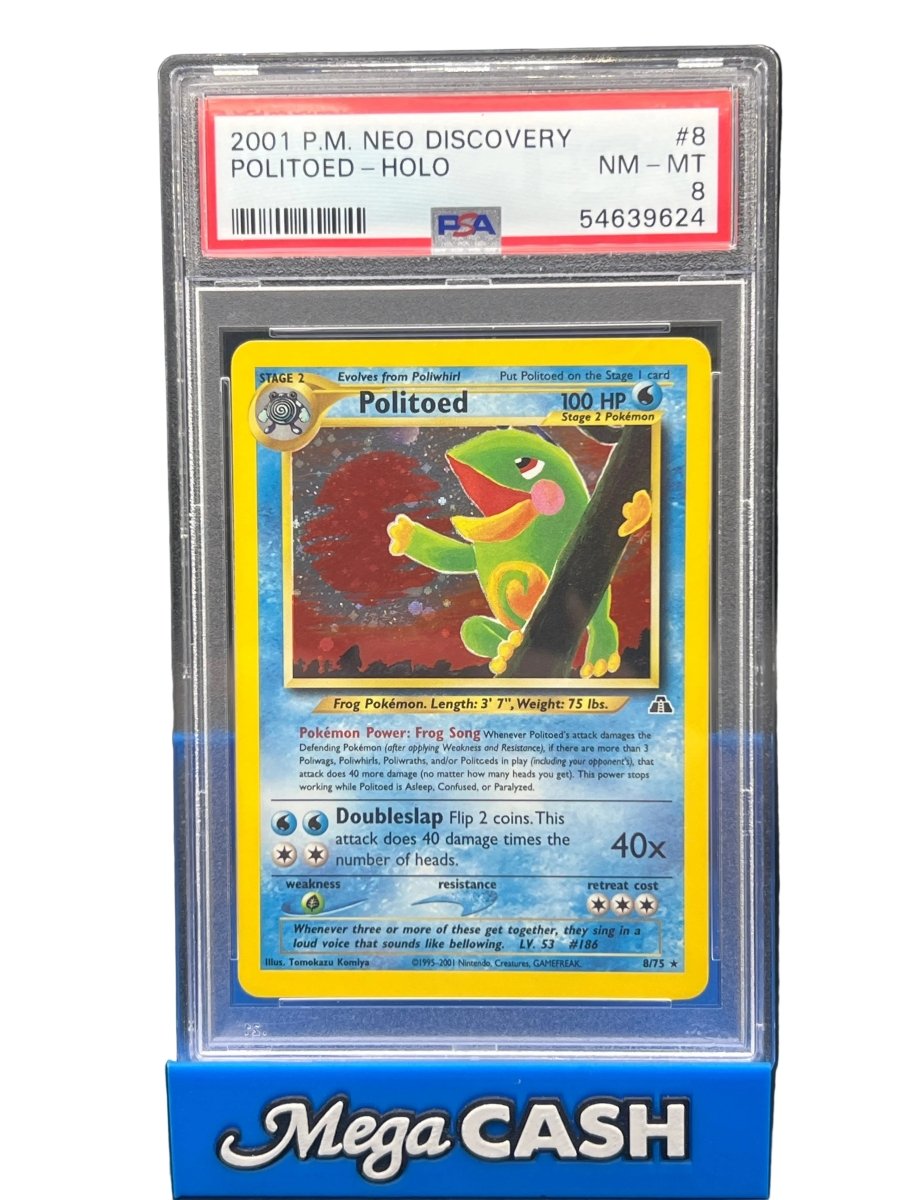 Pokémon - PSA 8 Politoed Holo 8/75 Neo Discovery - Mega Cash Sydney