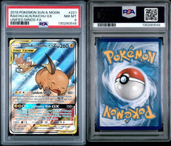 Pokémon - PSA 8 - Raichu & Alolan Raichu GX 221/236 - Unified Minds - Mega Cash Sydney