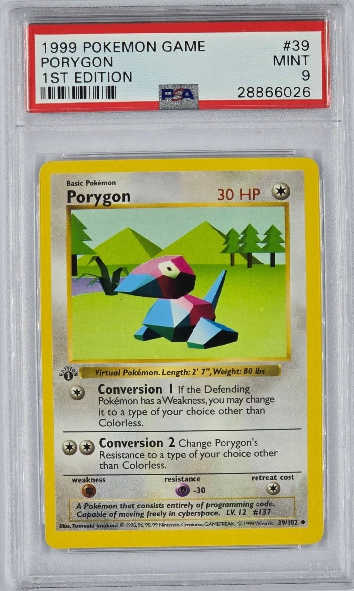 Pokemon - PSA 9 1st Edition Porygon 39/102 - Mega Cash Sydney