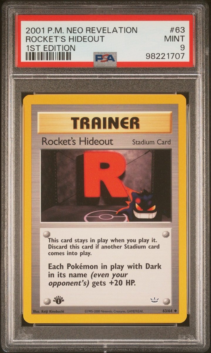 Pokémon - PSA 9 1ST Edition Rocket’s Hideout 63/64 Neo Revelation - Mega Cash Sydney