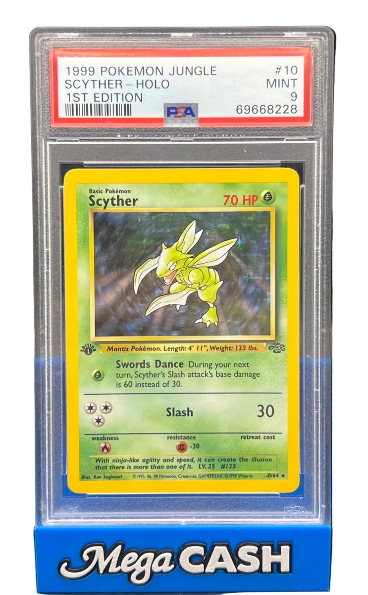 Pokémon - PSA 9 1ST Edition Scyther 10/64 Holo Jungle - Mega Cash Sydney