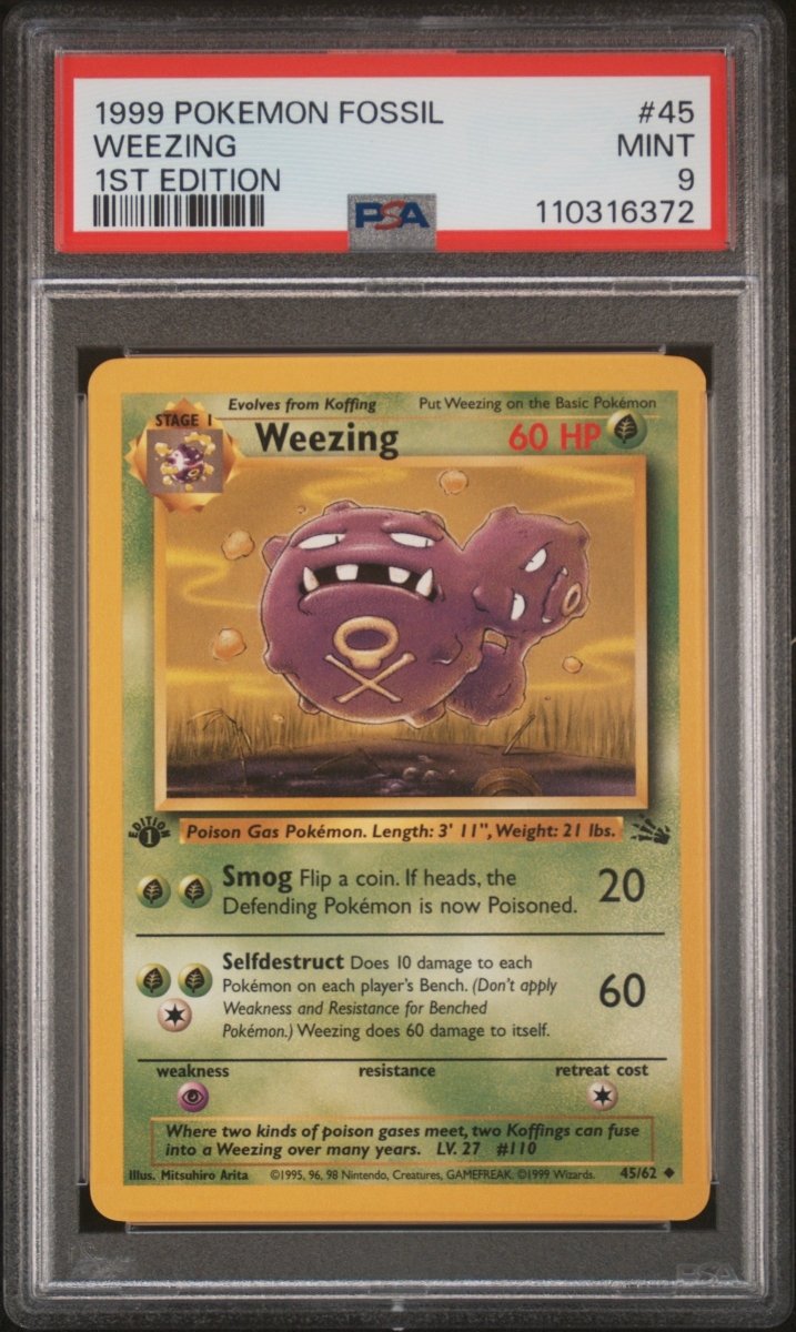 Pokémon - PSA 9 1ST Edition Weezing 45/62 Fossil - Mega Cash Sydney