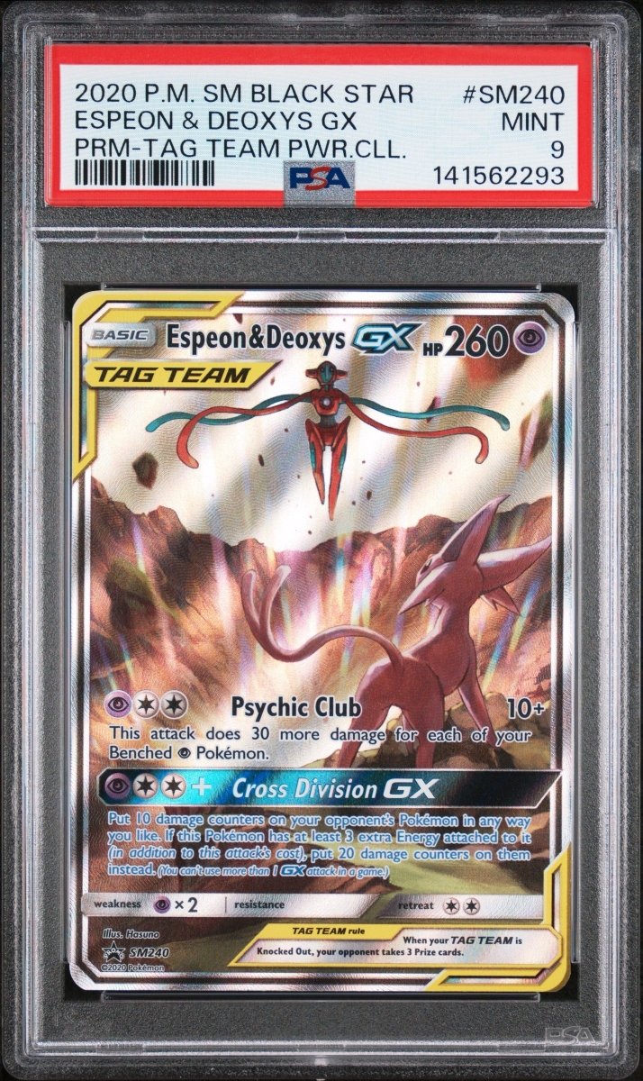 Pokémon - PSA 9 Espeon & Deoxys GX SM240 - Mega Cash Sydney