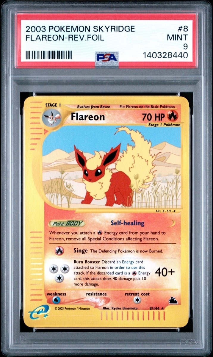 Pokémon - PSA 9 Flareon 8/144 Rev Holo Skyridge - Mega Cash Sydney