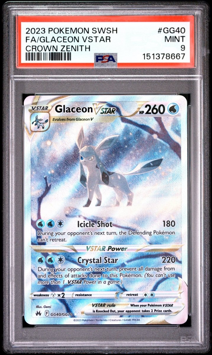 Pokémon - PSA 9 Glaceon Vstar GG40/GG70 Crown Zenith - Mega Cash Sydney