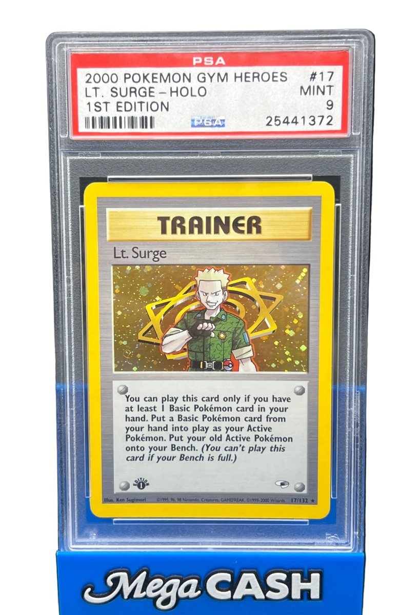 POKEMON - PSA 9 - Lt.Surge Holo Gym Heroes 17/132 1ST EDITION - Mega Cash Sydney