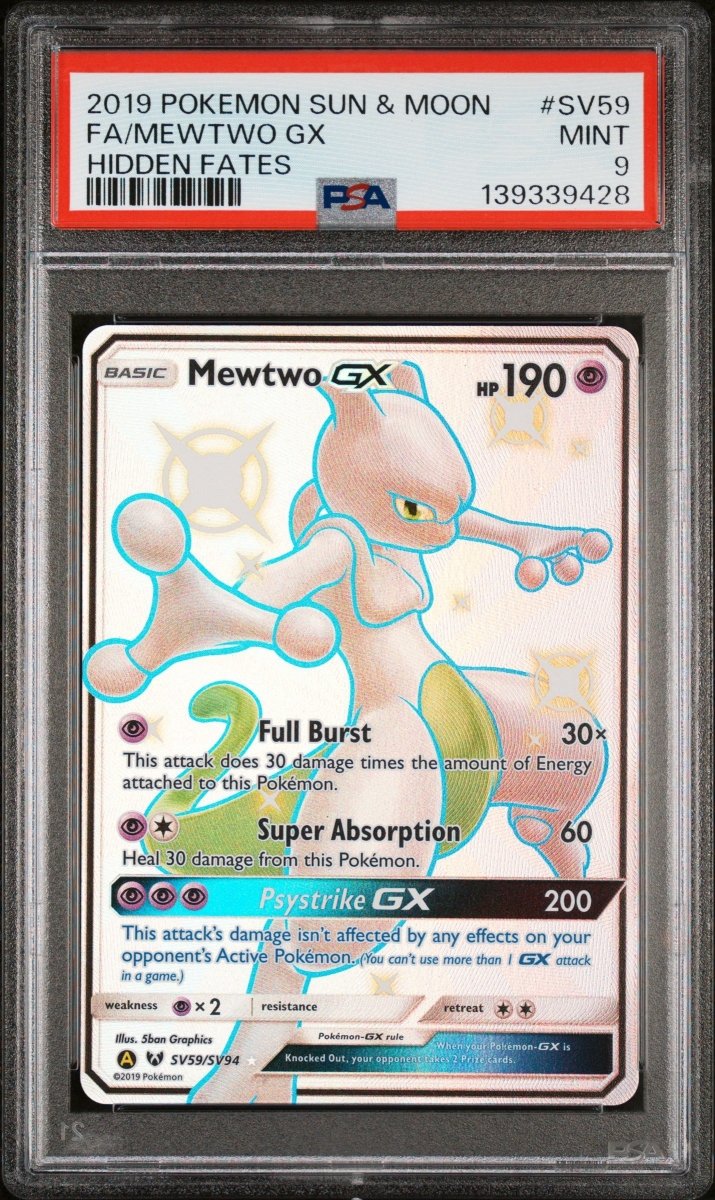 Pokémon - PSA 9 - Mewtwo GX - SV59/SV94 - Hidden Fates - Mega Cash Sydney