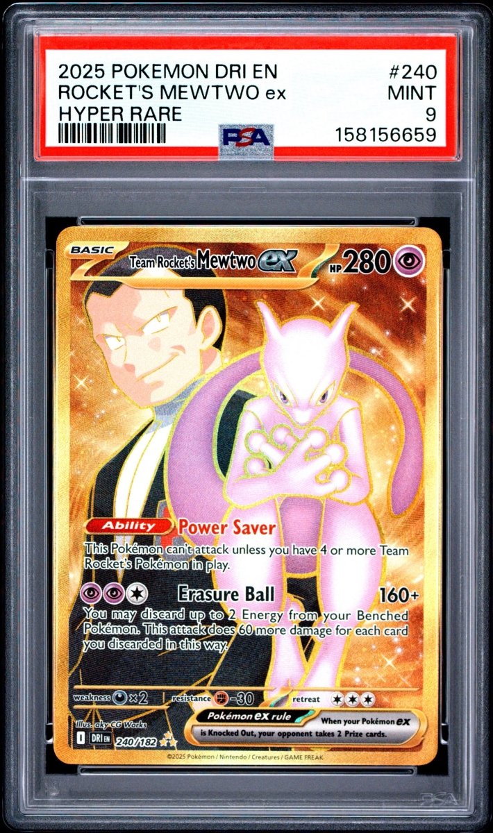 Pokémon - PSA 9 Team Rocket’s Mewtwo Ex 240/182 Destined Rivals - Mega Cash Sydney