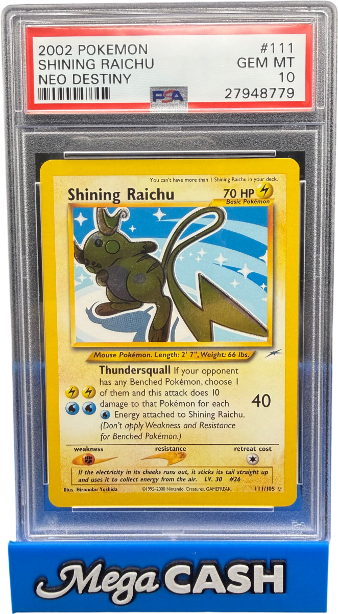 Pokémon - Shining Raichu 111/105 PSA 10 - Neo Destiny - Mega Cash Sydney