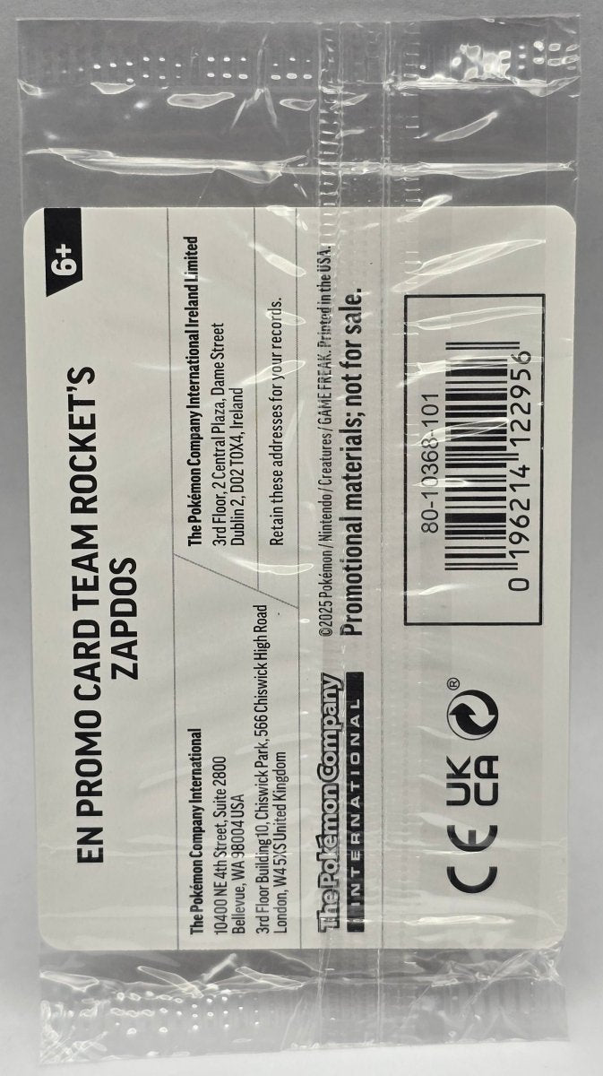 Pokemon - Team Rockets Zapdos 070/182 EB Games Promo (Sealed) - Mega Cash Sydney