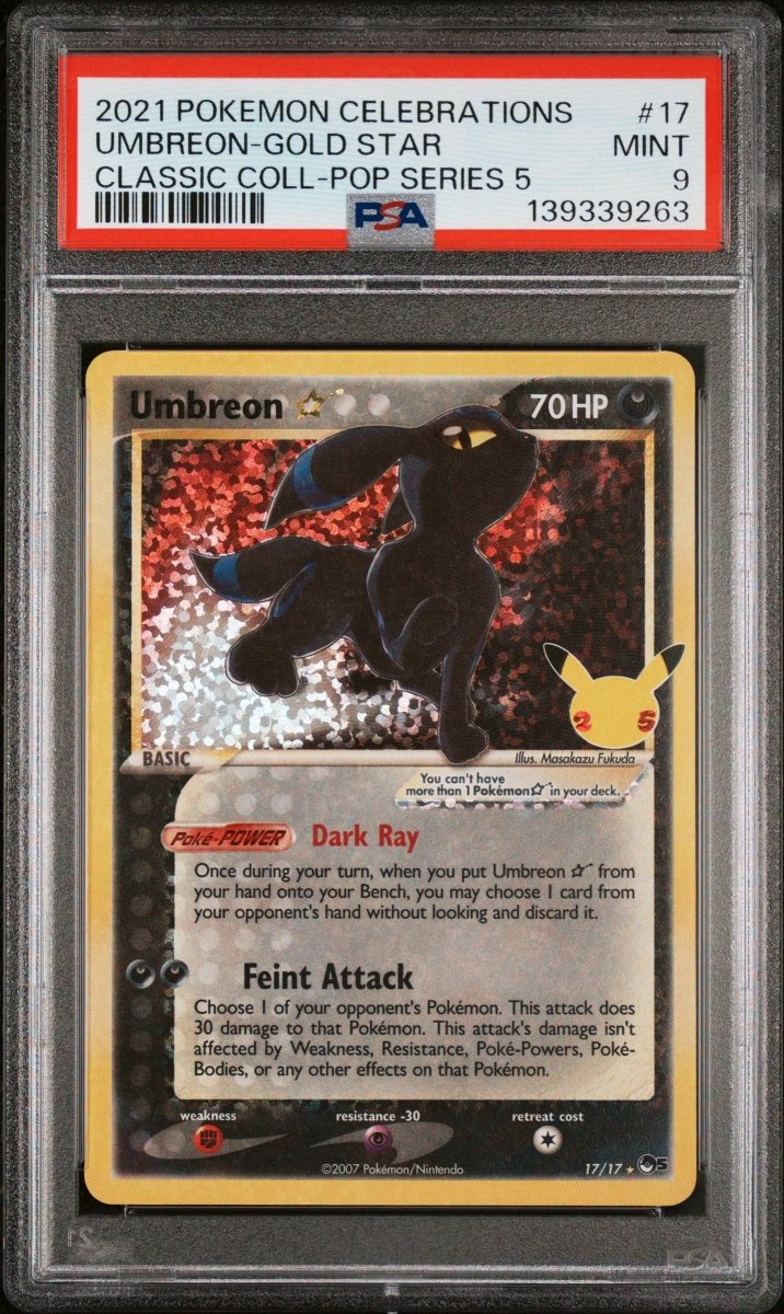 Pokemon- Umbreon Gold Star 17/17 PSA 9- Classic Collection - Mega Cash Sydney