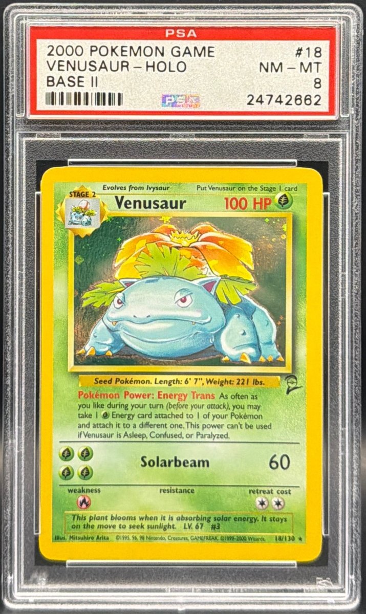 Pokemon - Venusaur HOLO 18/130 PSA 8 - Base set 2 - Mega Cash Sydney