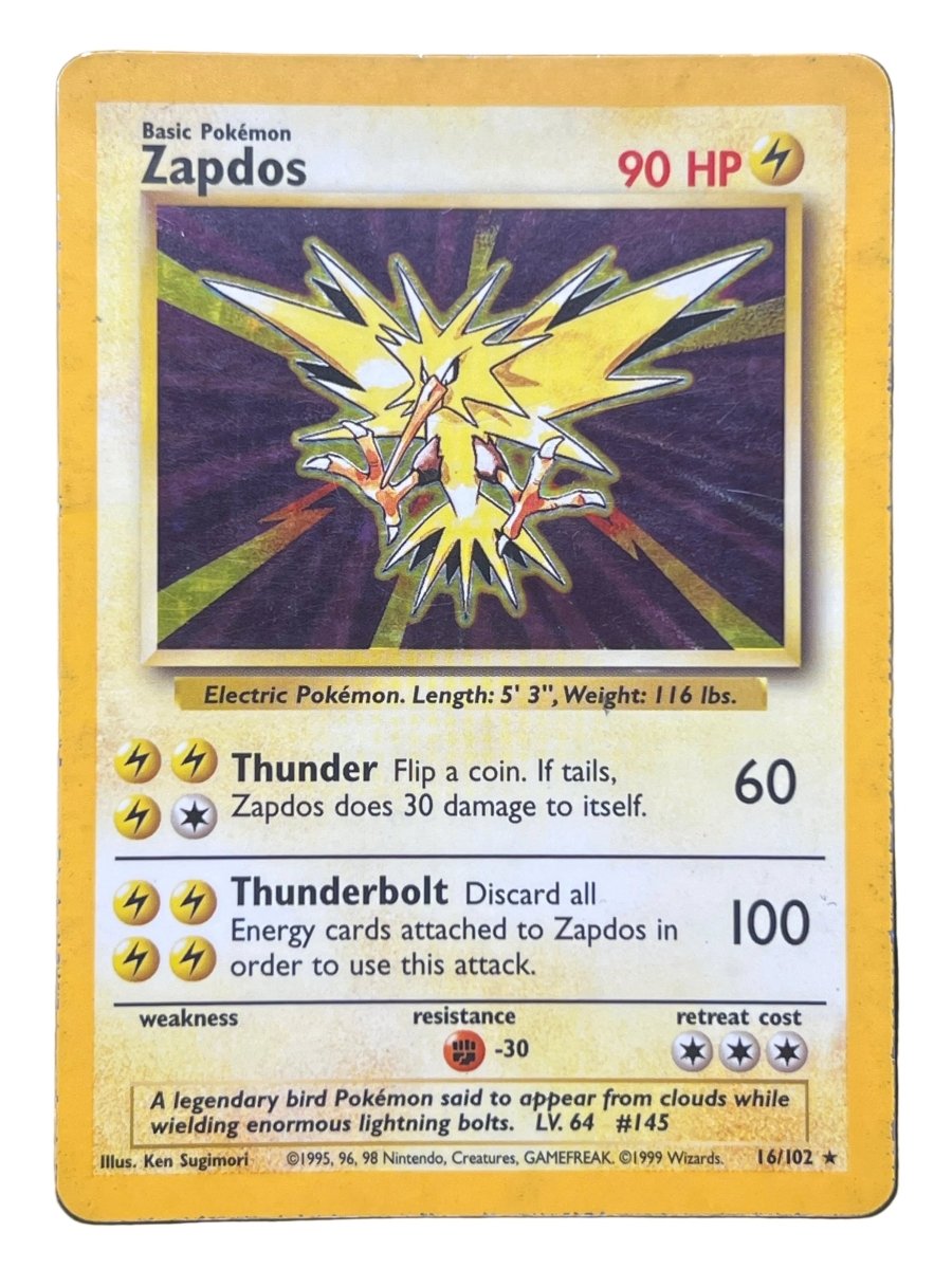 Pokémon - Zapdos Holo 16/102 Base Set Unlimited - Mega Cash Sydney