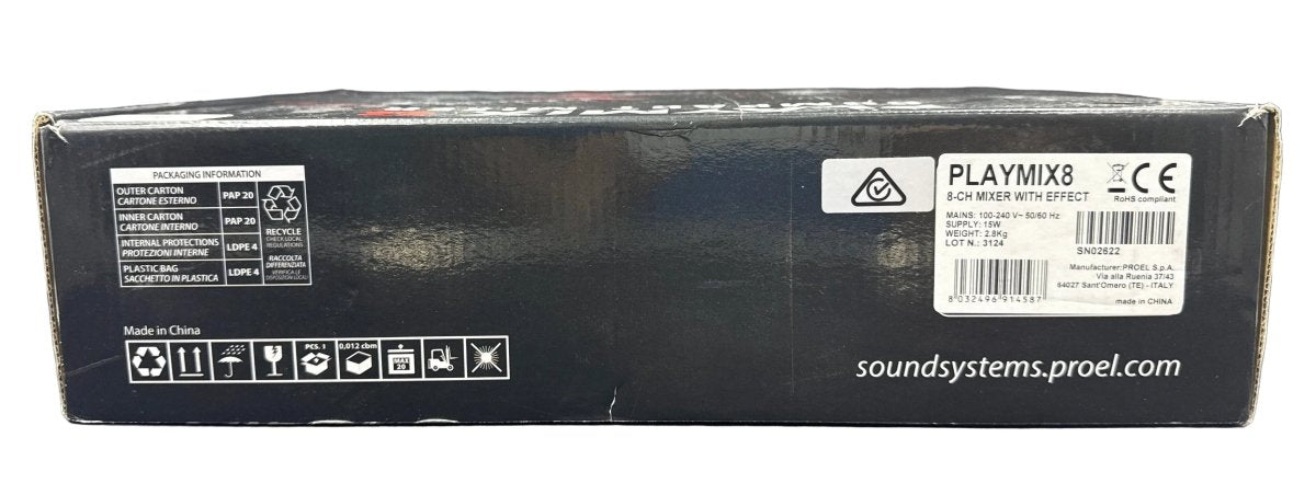 PROEL - Playmix8 - 8 Channel PA Mixer with DFX USB Player & Bluetooth - Mega Cash Sydney