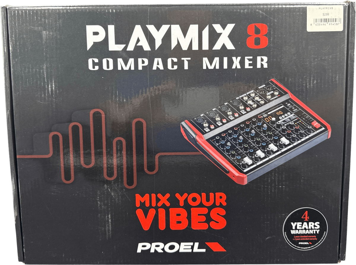 PROEL - Playmix8 - 8 Channel PA Mixer with DFX USB Player & Bluetooth - Mega Cash Sydney
