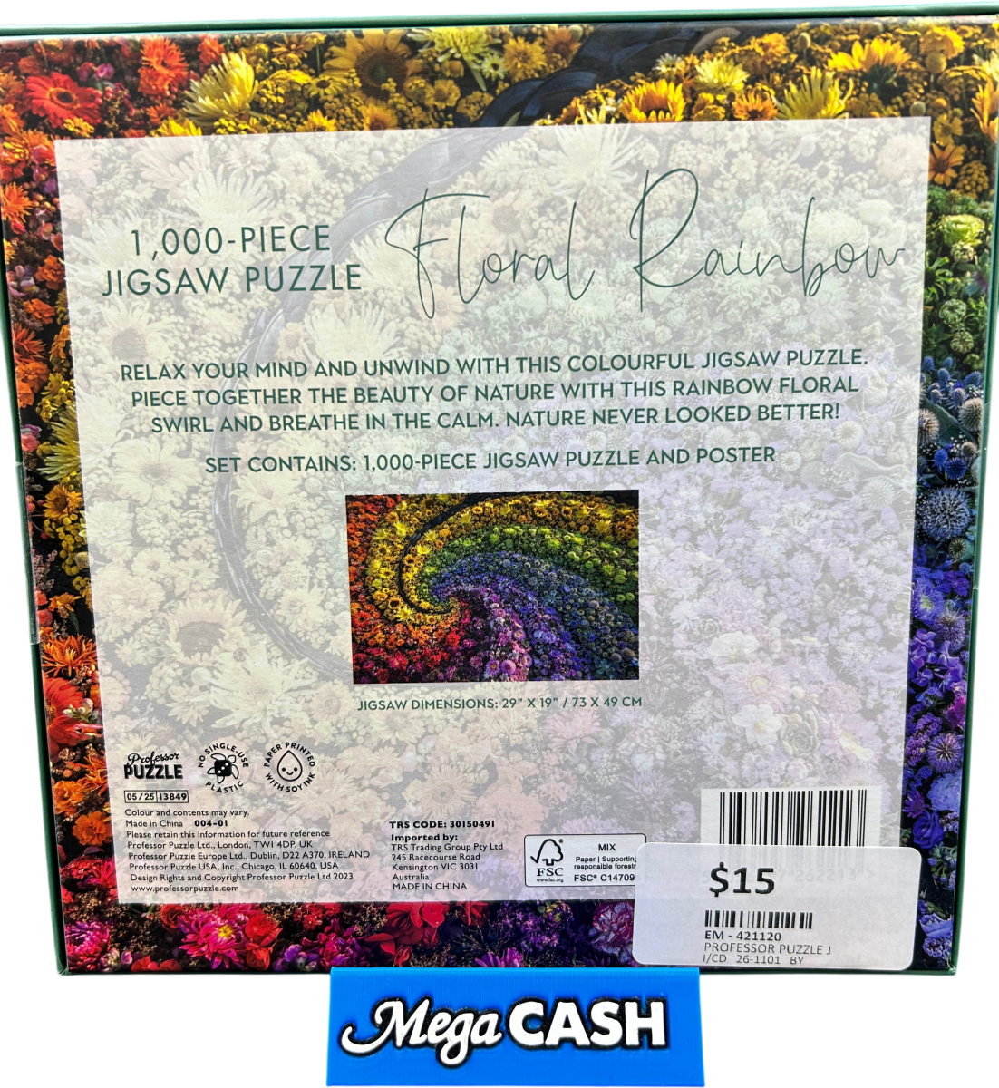 Professor puzzle 1000 piece floral rainbow jigsaw puzzle - Mega Cash Sydney