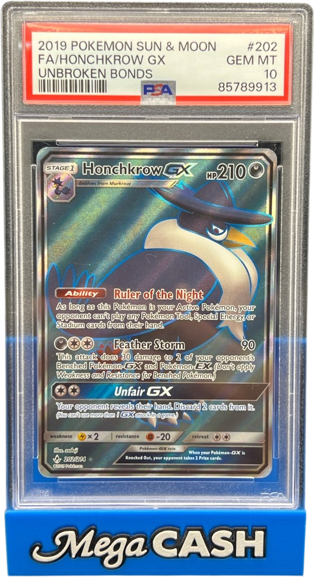 PSA 10 Honchkrow GX 202/214 Unbroken Bonds - Mega Cash Sydney