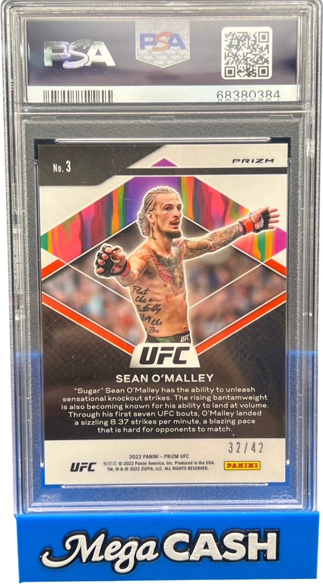 PSA 10 Prizm UFC Sean O’Malley Fearless 32/42 - Pink Pulsar - Mega Cash Sydney