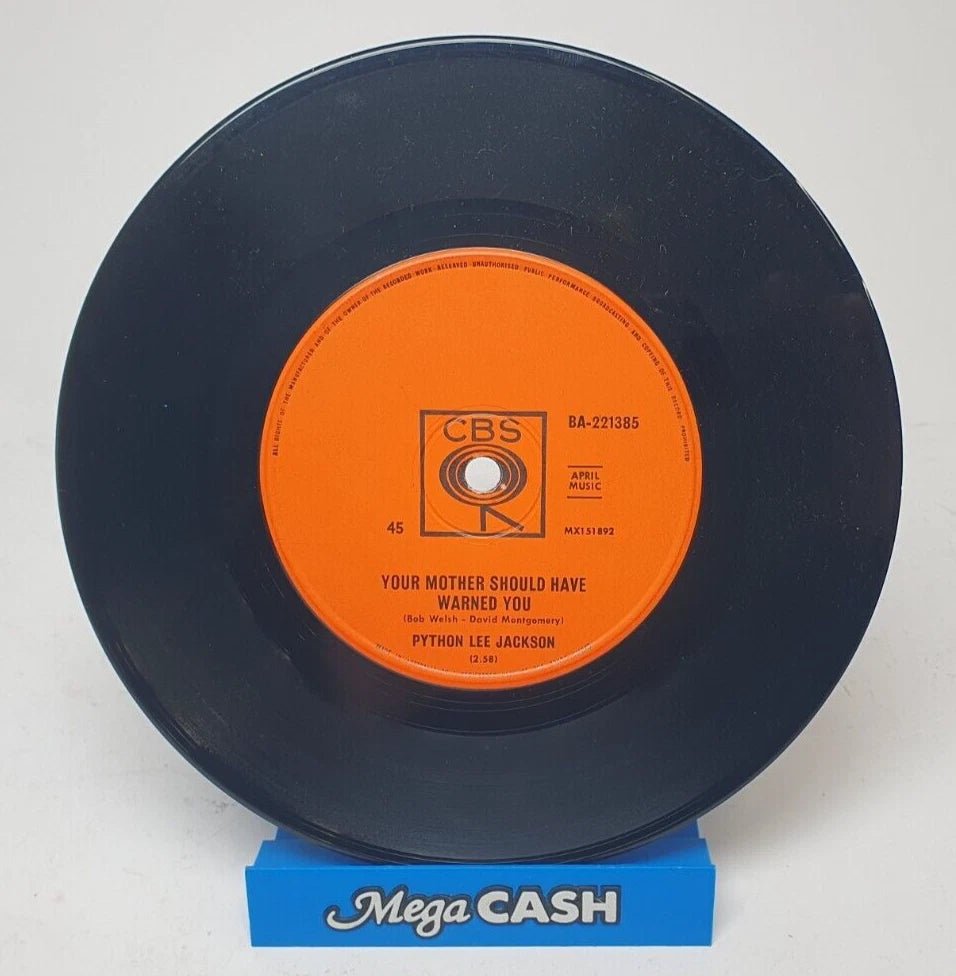 PYTHON LEE JACKSON - "Your Mother Should Have Warned You" - Record - Vinyl 7" - Mega Cash Sydney