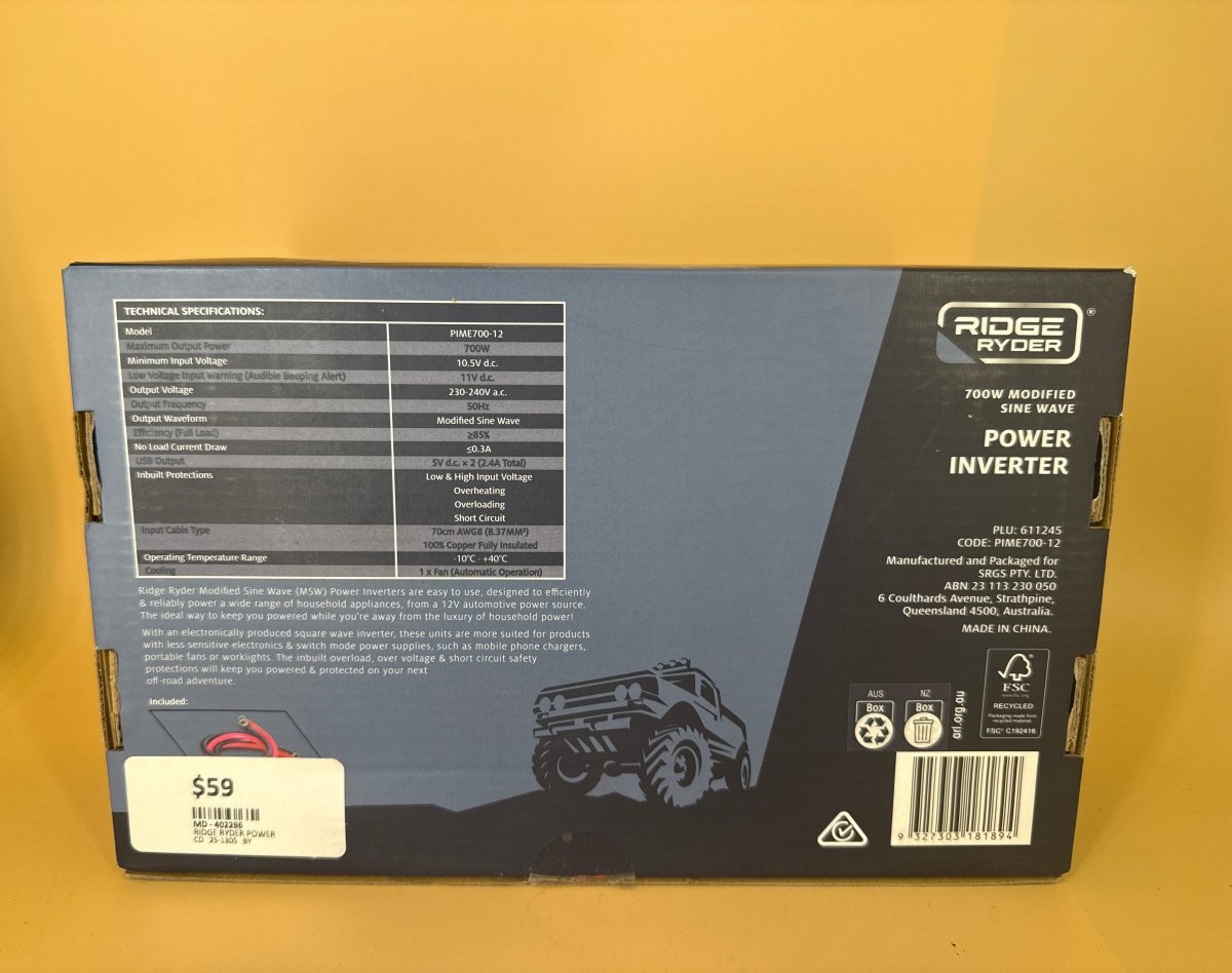 Ridge Ryder - 700W Modified Sine Wave - Power Inverter - Mega Cash Sydney