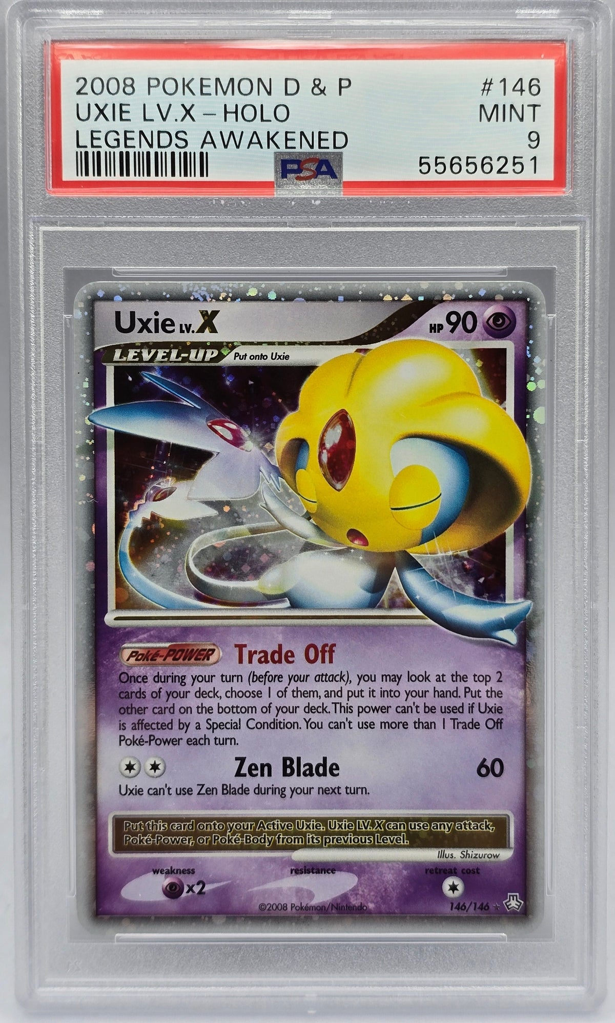 Pokemon - PSA 9 Uxie LV.X 146/146 Legends Awakened
