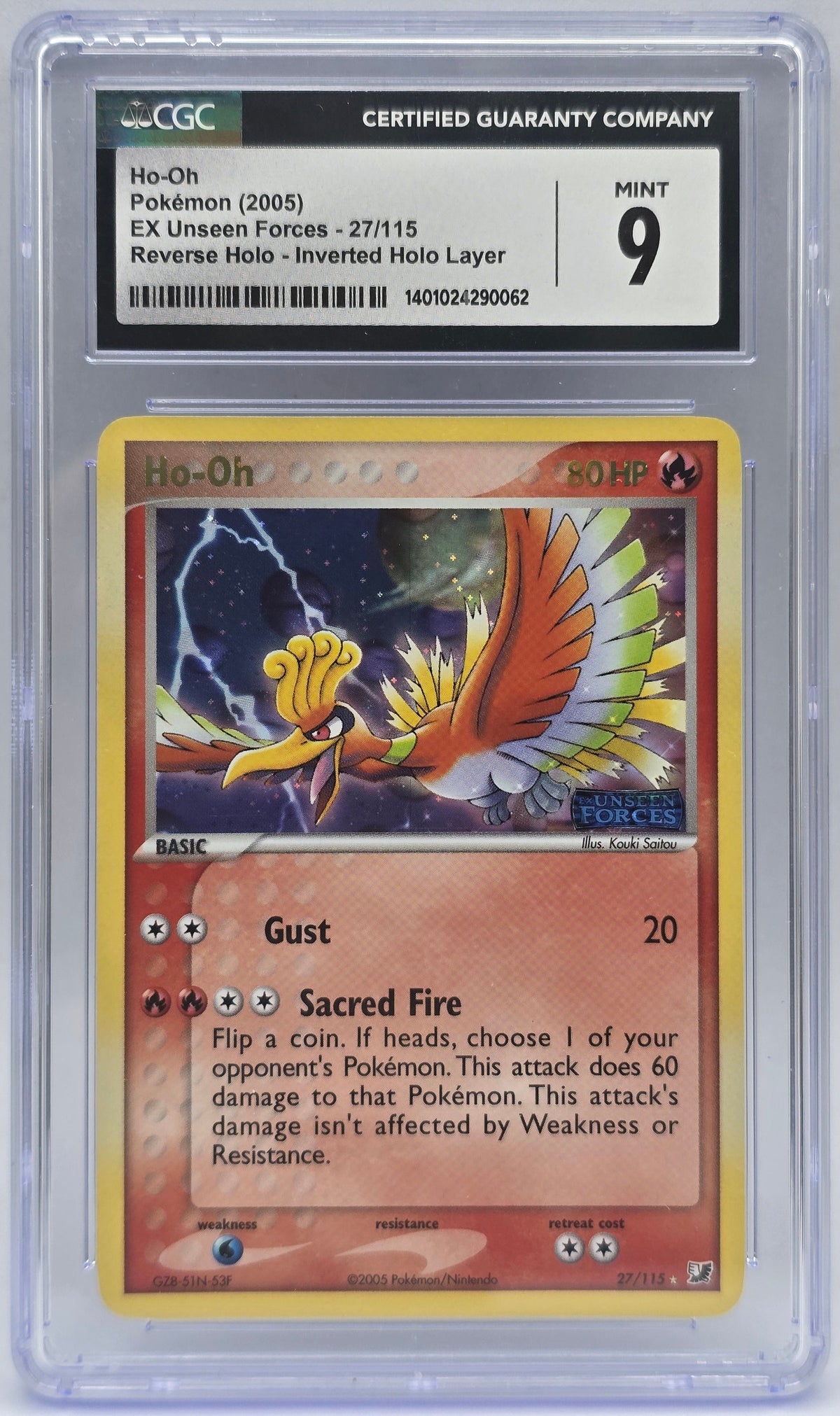 Pokemon - CGC 9 Ho-oh 27/115 Unseen Forces - Inverted Holo Layer Error