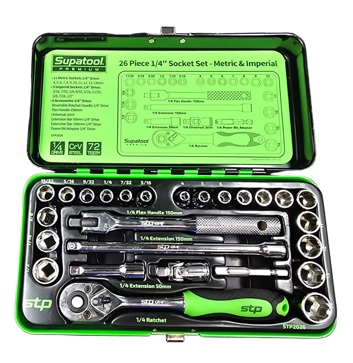 SUPATOOL Premium 26 Piece 1/4" Drive Socket Set