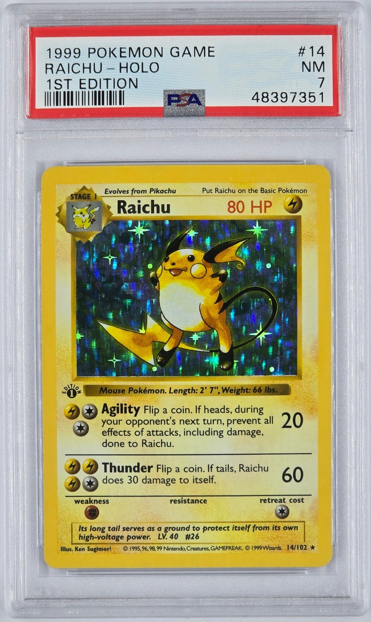 Pokemon - PSA 7 1st Edition Raichu 14/102