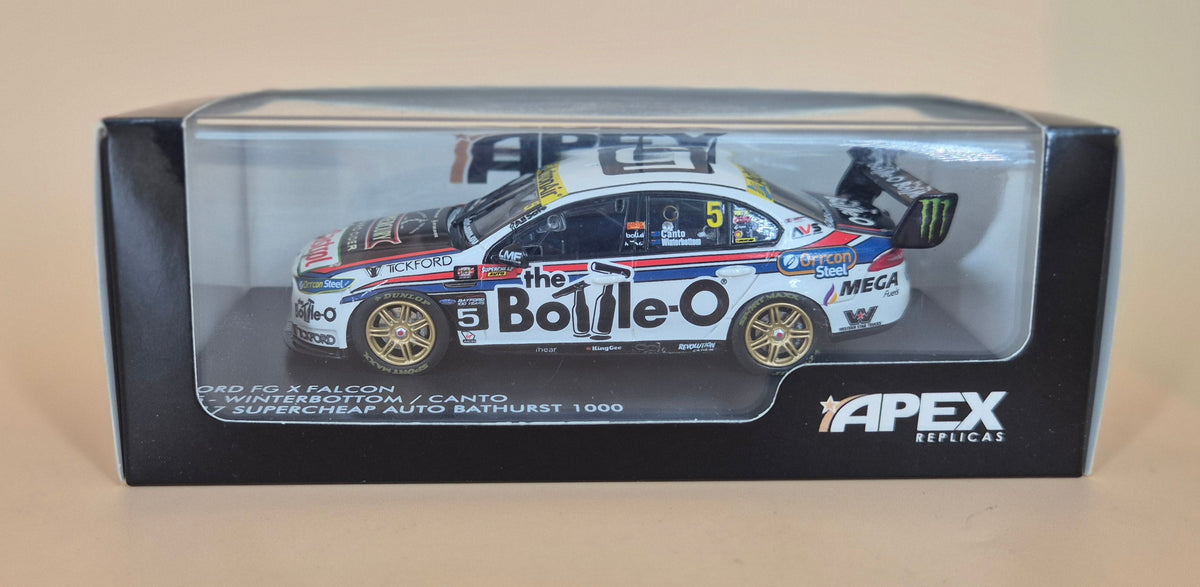 Apex Replicas–1/18 Scale Ford FG X Falcon-2017 The BOTTLE-O Team #5 Winterbottom/Canto Bathurst 1000 Scale Model Replica - BOXED
