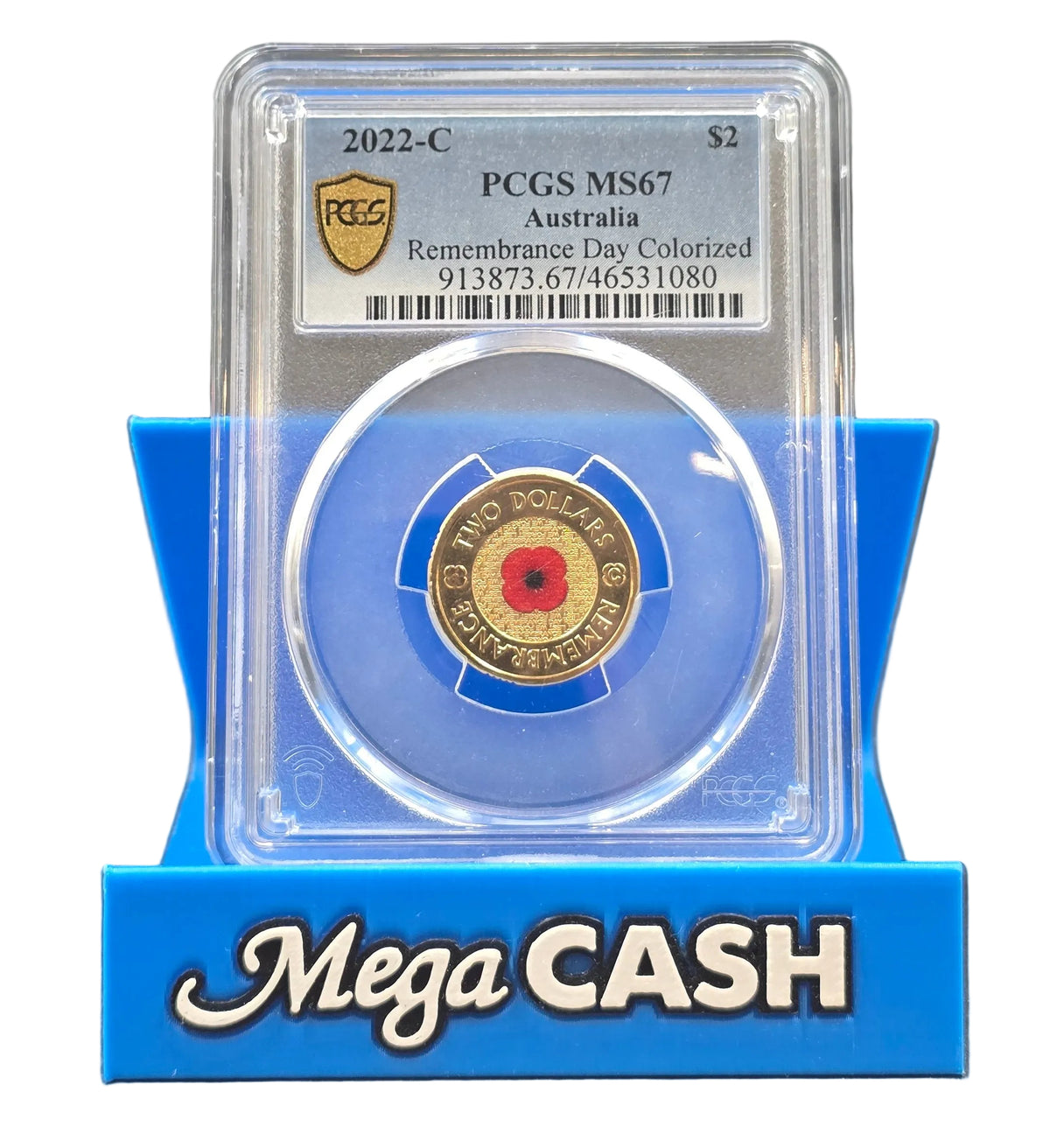 2022-C PCGS MS67 Remembrance Day Colorized - Red Poppy Coloured $2 Coin