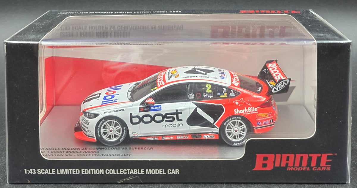 BIANTE 1:43 Holden ZB Commodore V8 Supercar Mobil 1 Boost Mobile Racing 2018 Sandown 500 - Scott Pye/ Warren Luff