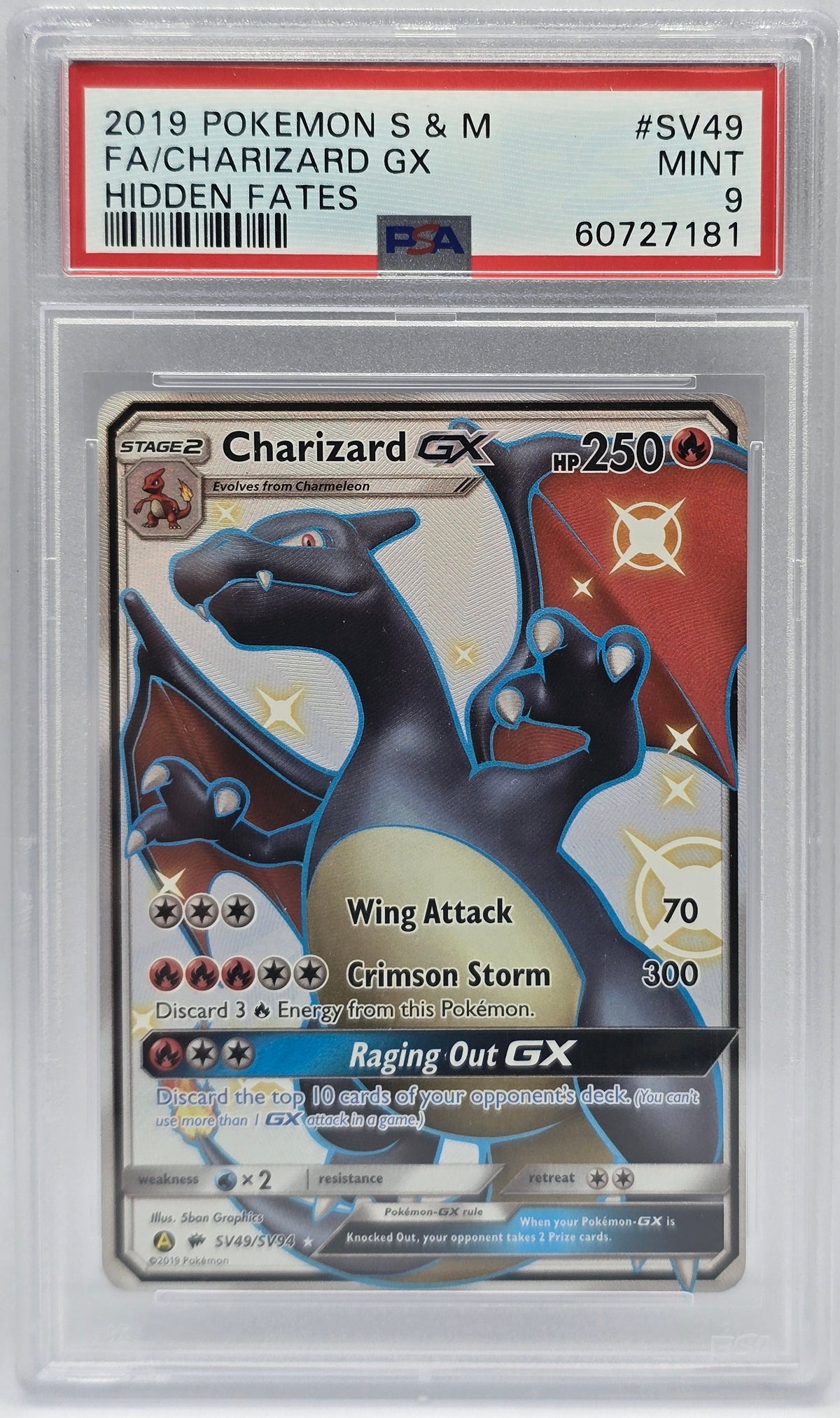 Pokemon - PSA 9 Charizard GX SV49/SV94 Hidden Fates
