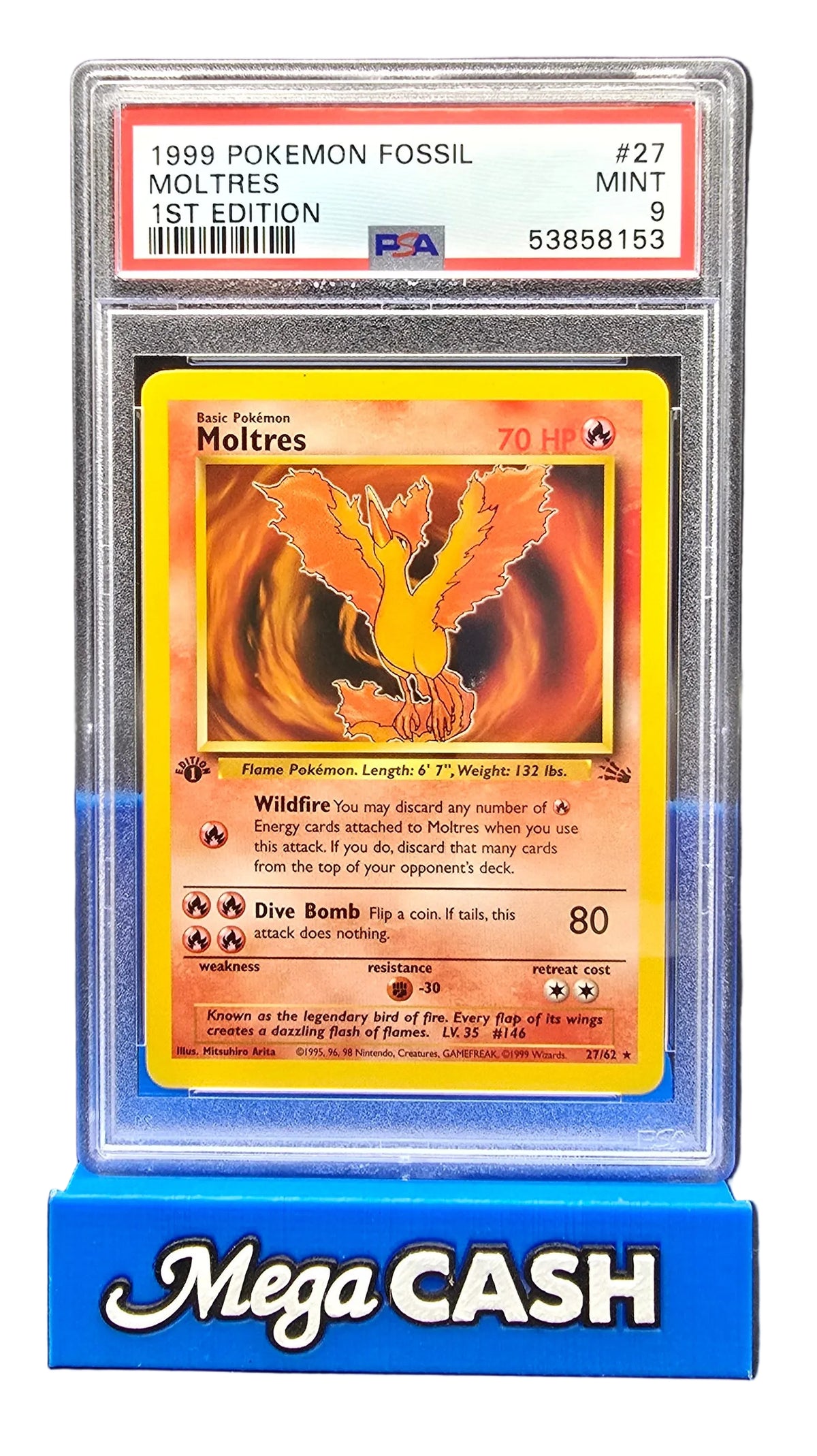 Pokémon - PSA 9 - 1ST Edition Moltres - 27/62 Fossil