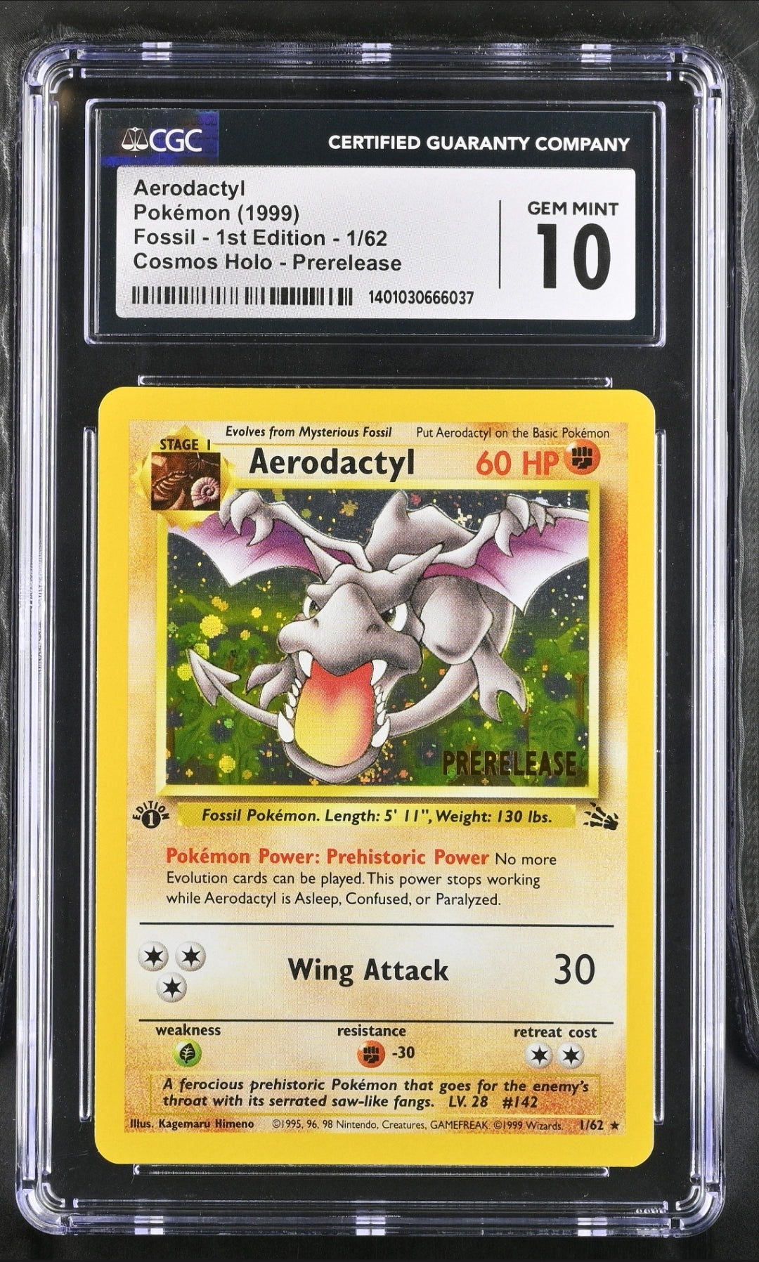 Pokémon - CGC 10 - Aerodactyl Holo - 1/62 Fossil - PRERELEASE
