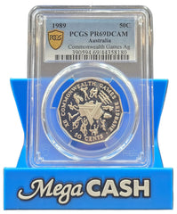 1989 PCGS PR69DCAM Commonwealth Games Ag 50c Coin