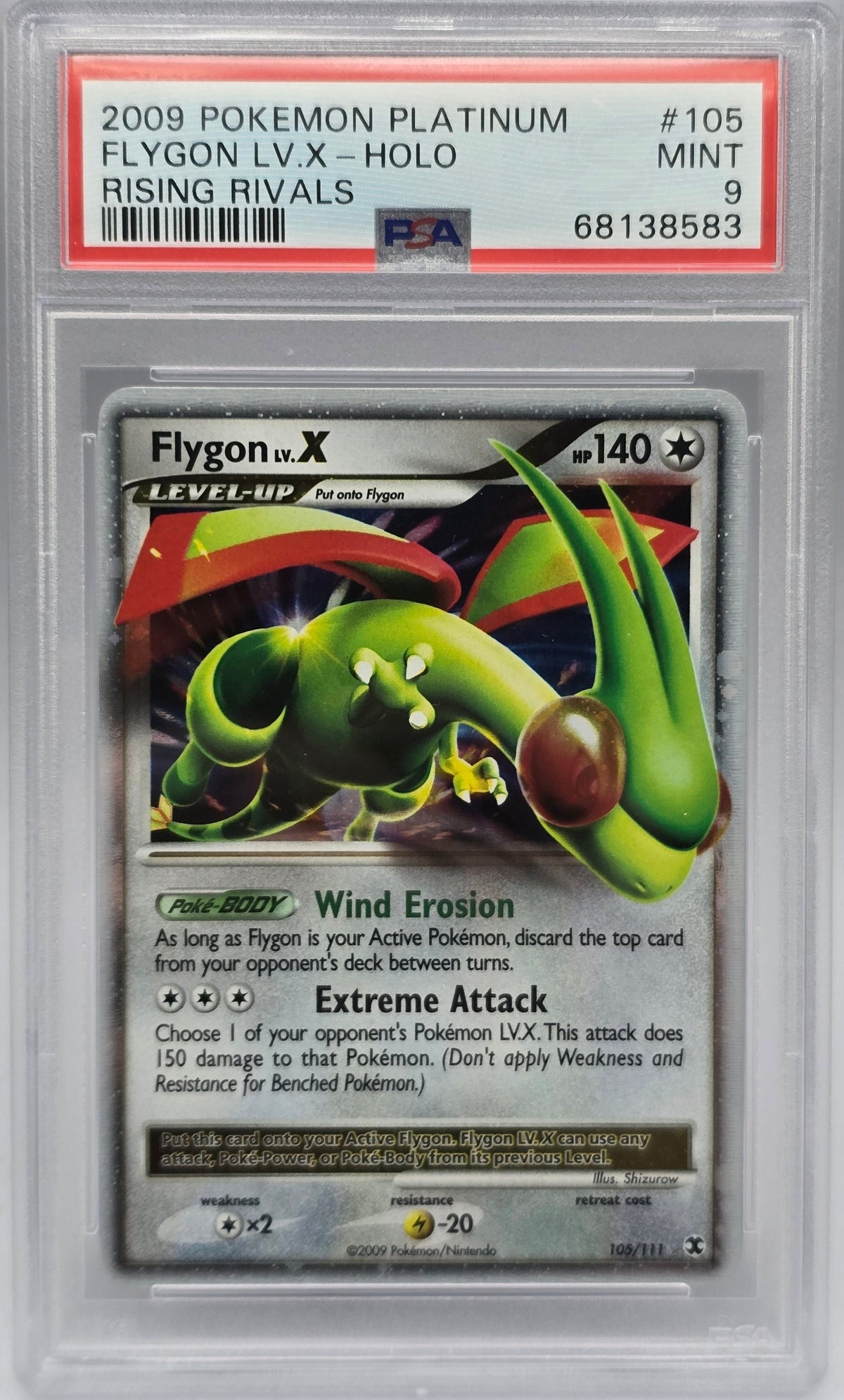 Pokemon - PSA 9 Flygon LV.X 105/111 Rising Rivals
