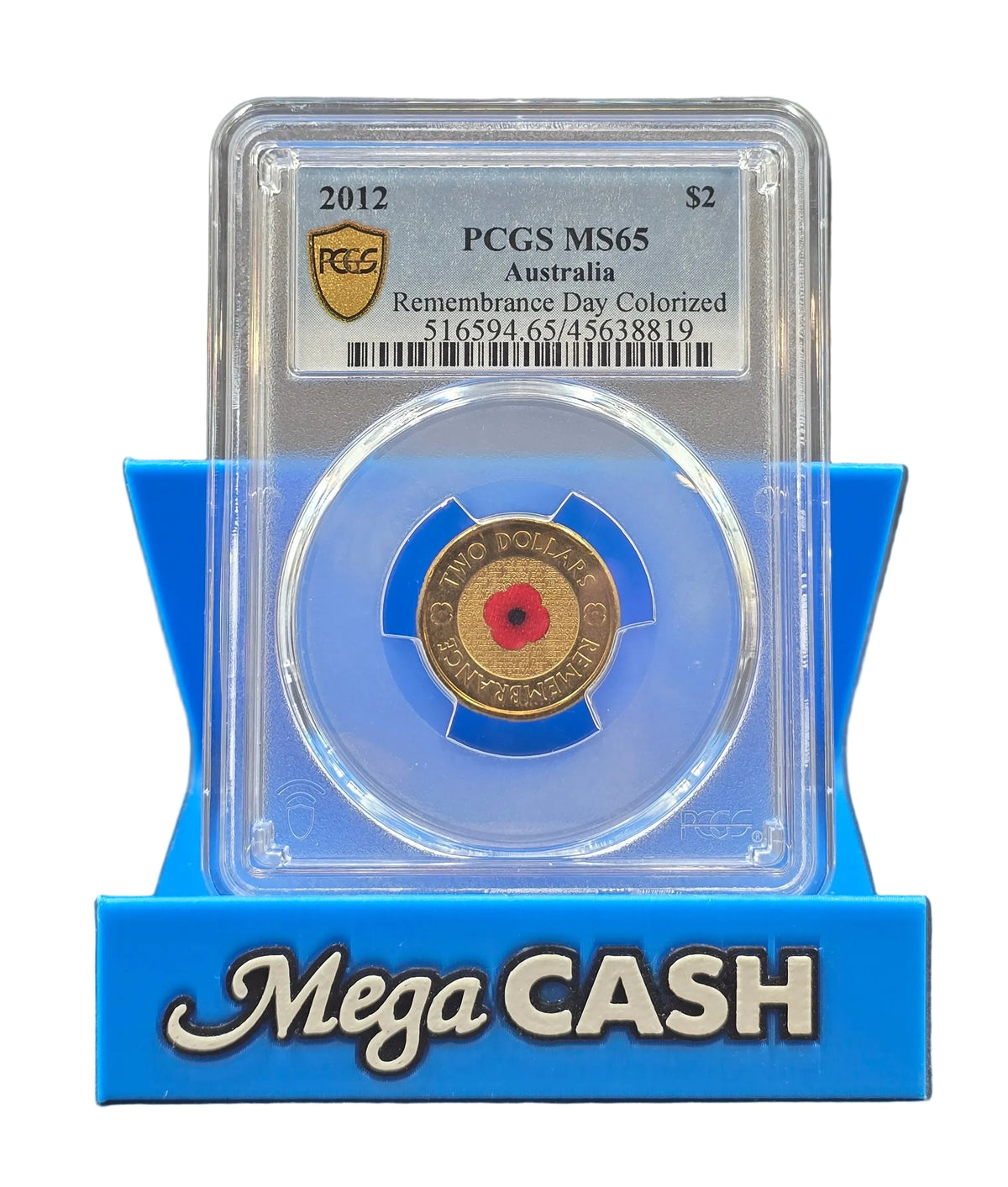 2012 PCGS MS65 Remembrance Day Colorized - Red Poppy Coloured $2 Coin