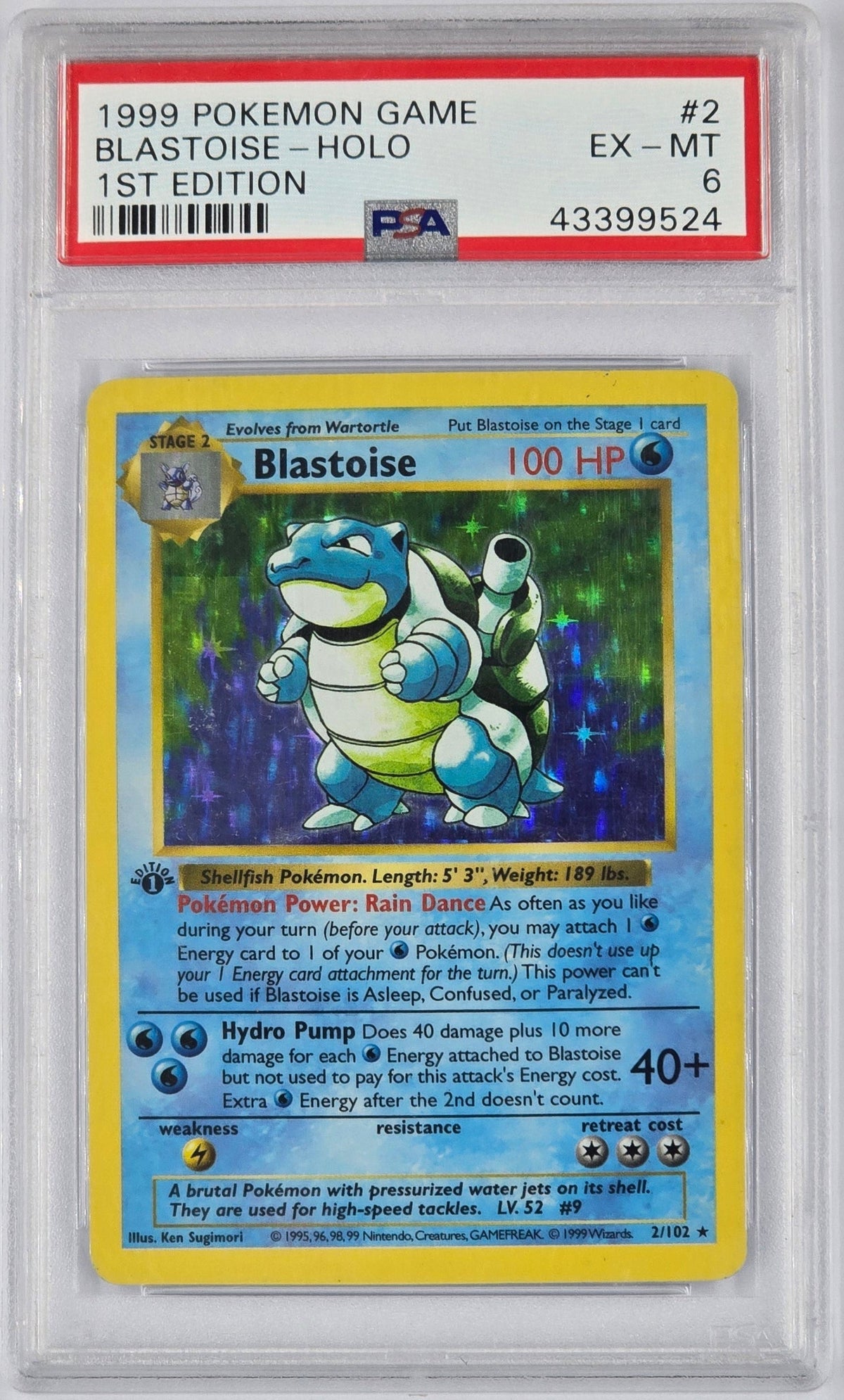 Pokemon - PSA 6 1st Edition Blastoise 2/102